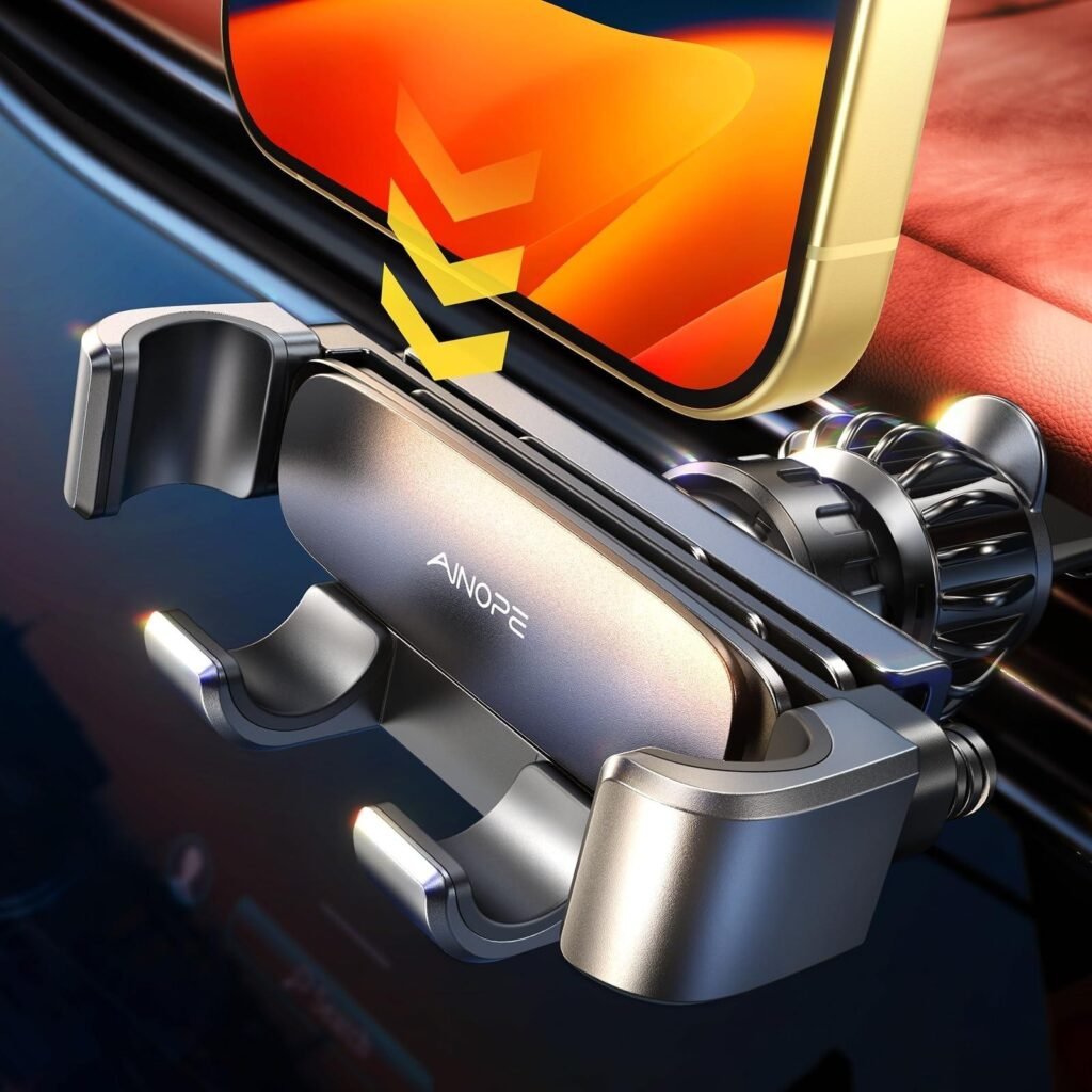 brushed metal, gravity clamping phone mount, great value